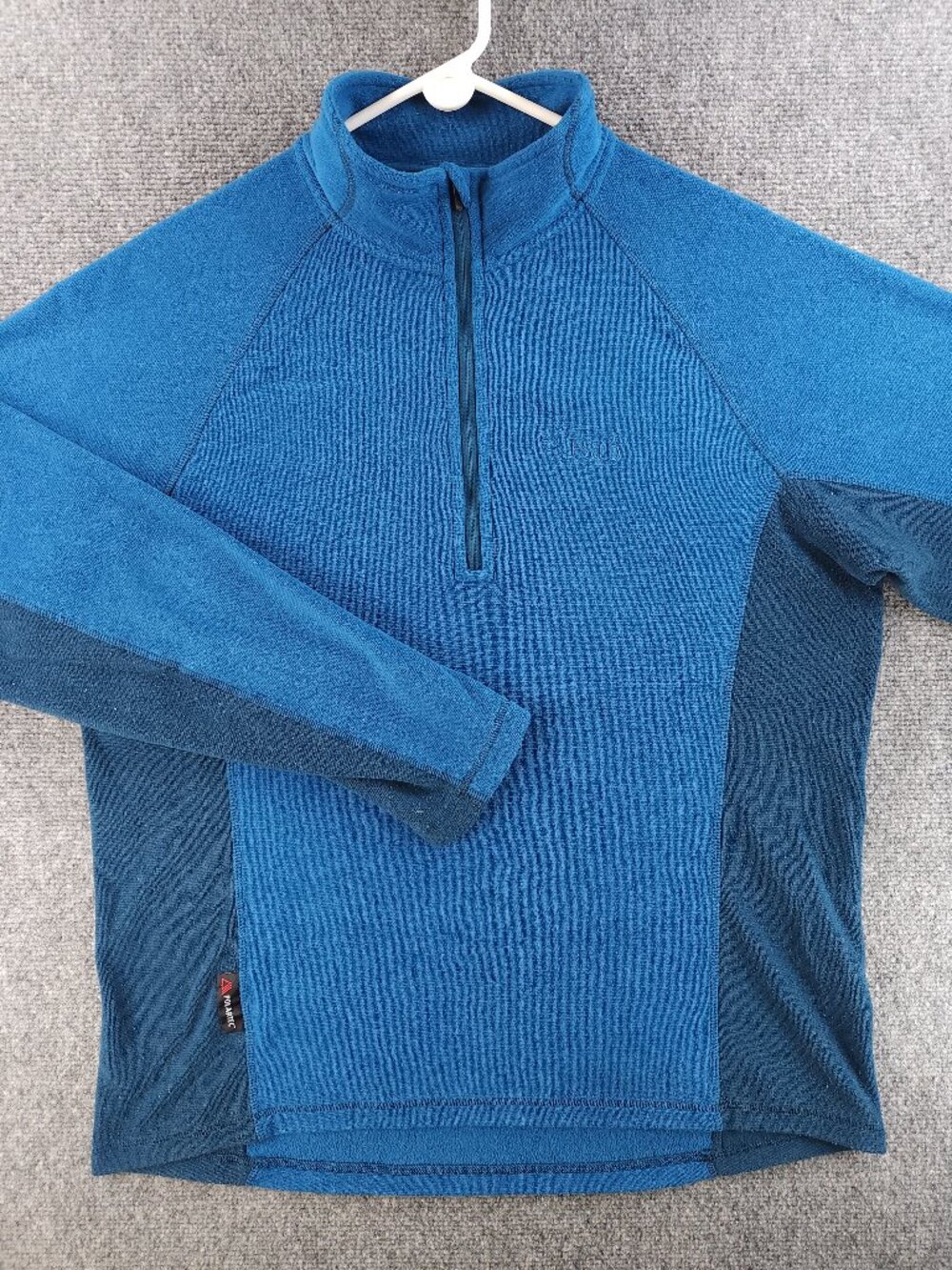 Rab Fleece Logo Mens Polyester Jacket Blue 1/4 Zip Large Pullover Solid Fashion